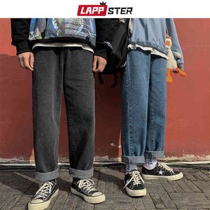 Lappster Men Harajuku Korean Jeans Sweatpants 2022 Herr Blue Denim Pants Women Japan Vintage Streetwear Harem Black 0309