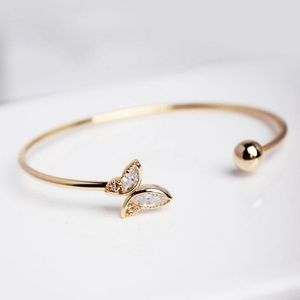 Yobest Charm Bracelet for Women Open Bangle New Trendy Elegant Butterfly Zircon Bracelet Couples Jewelry Party Gifts Q0722