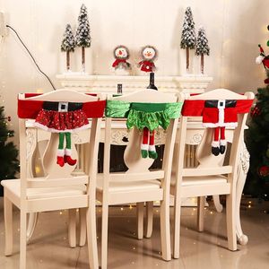Stoelhoezen Merry Christmas Cover Santa Claus Elf Dineren Back Sjeres Xmas Ornamenten Banket Decoraties voor thuis
