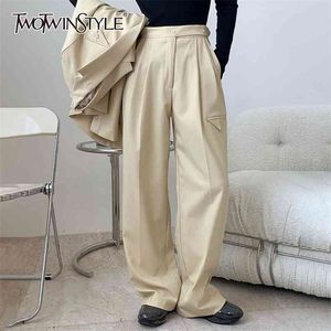 Pantaloni da abito dritti a gamba larga per donna a vita alta casual di grandi dimensioni abiti di moda femminile autunno 210521