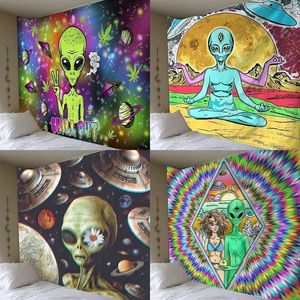 Tapeçaria alienígena Decoração de casa pano de parede psicodélico Anime padrão tapete arte 210608