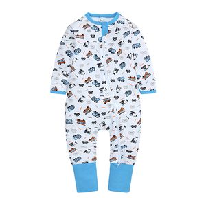 Baby rompers utskrift nyfödd baby flicka långärmad zip romer toddler en bit jumpsuit bodysuit