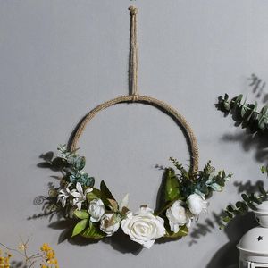 Wholesale nursery wall flowers resale online - Decorative Flowers Wreaths Artificial Wreath Wall Hanging For Wedding Home Decor Christmas Decorations Door And Garlands Nursery Gift