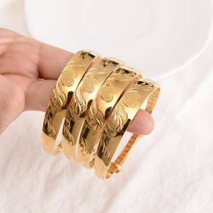 1st eller 4st 18 k Gul Fint Solid Gold GF Armring Kvinnor Mellanöstern Arabafrikanska Bröllopsarmband Kärleksarmband Justerbara Smycken Presenter