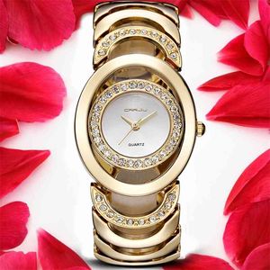 Crrju Brand Fashion Ladies Luxury Gold Quartz Armbandsur Kvinnor Kända Märke Klockor Relojes Mujer Montre Femme 210517