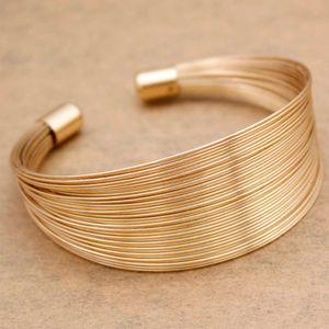 Landebahn Gold Ägypten Kleopatra 80er Jahre Multi Memory Feindraht Großes Wikinger-Manschettenarmband Armreifen Indischer Schmuck Bijoux Pulseiras Bileklik Q0719