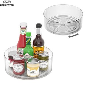 2/1 Pcs Turntable Storage Box Food Container Bottle Jar Stuff Plastic Pantry Organizer Bins 211102