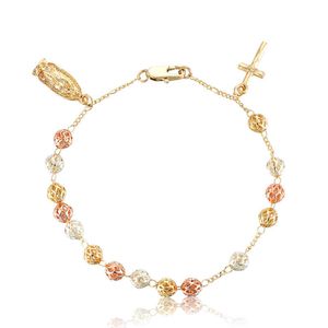 Elfic Wholale Gold Plated 6mm Beaded Chain Jus Christian Rosary Bracelet