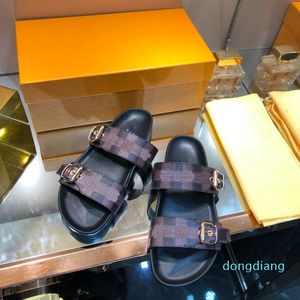 Designer Women Sandals Fashion Womens Platform Gingham Slippers Brown Purple Black Pink Girls Beach Slides