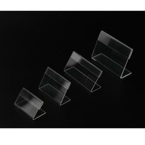1.3mm T Clear Plastic Desk Sign Price Tag Display Paper Card Holders Acrylic Label Holder Stand Frame 50pcs