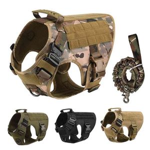 Brak wyciągania uprząż dla dużych psów Wojskowy Tactical Dog Uprząż Kamizelka Niemiecka Pasterz Doberman Labrador Service Dog Training Produkt 210729