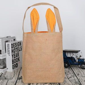 Borsa Coniglietto Pasquale Altre Forniture Per Feste Festive Per Cacce Alle Uova Cestino Borsa Tote Borsa A Doppio Strato Orecchie Design Con Decorazione In Tessuto Di Iuta