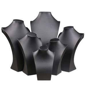 Colar de couro preto de couro preto busto de jóias altas exibição de suporte de pescoço para jóias prateleira de prateleira de jóias counter top stand xpiwt q2