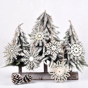 Wooden Christmas tree snowflake wood chip pendant can do graffiti DIY decoration ornaments