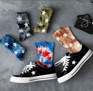 New Couples Men and Women Socks Cotton Colorful Star Tie-dye Harajuku Happy Funny Cute HipHop Skateboard Weed Tube Socks