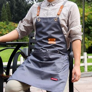 エプロンエプロンカスタムロゴファッション女性キッチンコーヒーバーベキューマニキュアミルクショップキャンバスウェイター作業服の印刷