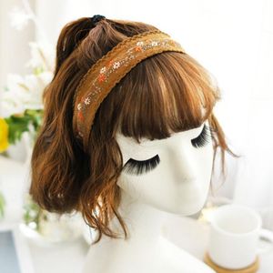 2021 Embroidery Lace Fashion Ethnic Headband flower Headbands Head Buckle Pastoral Girl Style Suede Floral Fabric He