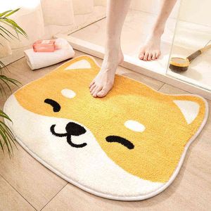 Japanese-Style Animal-Shaped Flocking Cartoon Floor Bath Mat Household Toilet Entrance Door Water-Absorbing Non-Slip Carpet Rug 211109