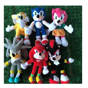 28 cm de nova chegada Sonic the Hedgehog Tails Knuckles Echidna Backed Animals Plush Toys Halloween Gift
