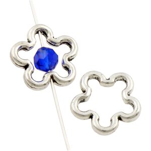 Öppen plommon blomma pärla ram charm pärlor smycken fynd komponenter 15.8x15.8mm antika silver hängen L756 200pcs / mycket