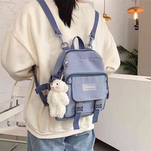 Koreanischer Stil kleiner Mini -Rucksack für Frauen School Small Bag Mochila Multi Pocket Girl Ring Schnalle Tragbarer Bären -Frauen -Rucksack 210922