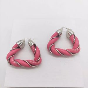 Korean 2021 Leather Triangular Twisted Druzy Pink Yellow Blue Women Large Earrings Jewelery Sieraden Joyas Boho
