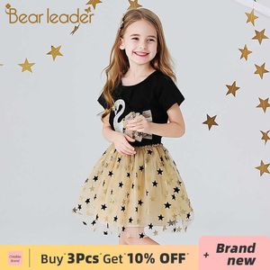 Bear Leader Kids Girl Dress Summer Girls Cartoon Swan Dress Paillettes Party Costumi Kid Bambini Vestidos Baby Outfits 210708