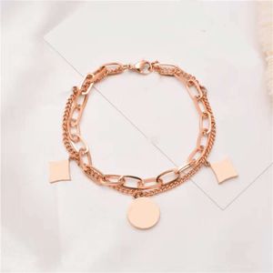 Fashion luxury Female Multi-layer Bracelet classic Designer design square four leaf clover 3 colors round two layer for women Cuff bracelets gift jewelry