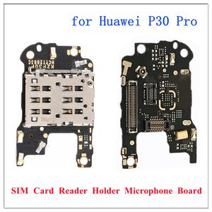 Sd Board toptan satış-1 ADET SIM SD Kart Okuyucu Tutucu Conecction Flex Kabloları Mikrofon Ile Mic Tahtası Huawei P30 Pro P30Pro Yedek Parçalar Için