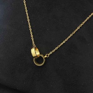 3 cores aço inoxidável de alta qualidade colar de ouro parafuso pequeno anel duplo pingente clássico amor colares de designer moda jóias presentes para festas