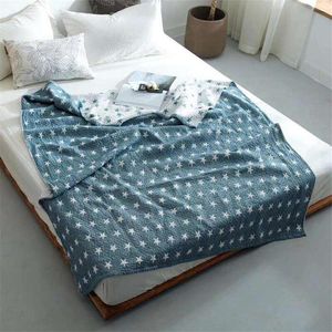 Filtar hem textil stjärna 100% bomull gaze filt blå grå handduk grön kasta säng omslag vår sommar sängkläder blad 150 * 200cm