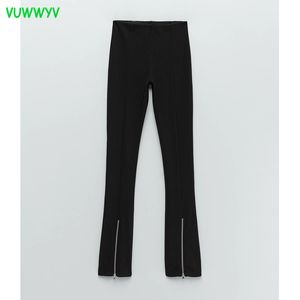 Vuwwyv preto y2k lápis calças mulheres cintura alta leggings otomano moda rua estética zip hem mulher calças 210430