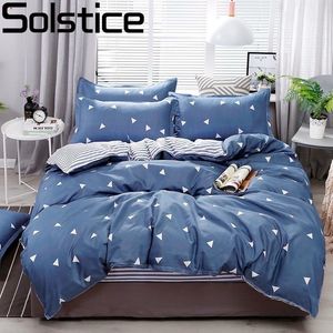 Solstice Simple Blue Diamond Style Plaid Skin-friendly Comfort Soft Bedding Sets Pillowcase Quilt Cover Multiple Sizes Customize 210319