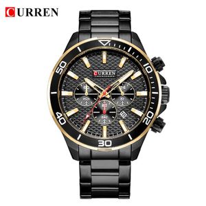 Neue Uhr für Männer Casual Militär Quarz Sport Armbanduhr Curren Marke Mode Chronograph Edelstahl Männliche Uhr Uhren Q0524