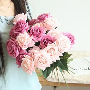 Newdecor Rose Искусственные Цветы Шелковые Цветы Цветочные Флористические Латекс Реал Сенсорный Роза Свадебный Букет Домашняя Вечеринка Цветы EWD5435