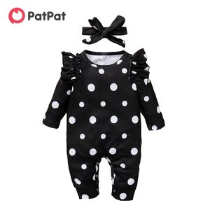 Ankomst Vår och höst Baby Girl Sweet Polka Dot Jumpsuits Rompers Kläder 210528