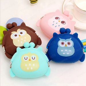 Korean Fashion Coin Purse Cute Owl Buckle Coin Bag Cartoon Silicone Clutch Small Fresh Mini Bags