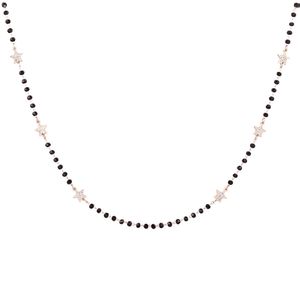 Designer Necklace Luxury Jewelry Trend Black Beads Chain Choker Rose Gold Stainless Steel Charm Rhinestone Star for Women Bohemia