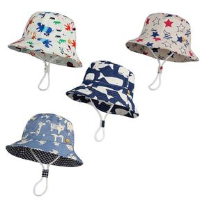 Çocuk Kova Şapkalar Çocuklar Stingy Brim Şapkalar Hayvan Yıldızlar Çiçek Baskı Balıkçı Plaj Güneş Şapka Katlanır Kapaklar