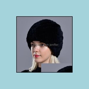 Beanie/Skl Caps Hats & Hats, Scarves Gloves Fashion Aessories Raglaido Winter Fur Hat For Women Russian Real Knitted Cap Headgea Warm Beanie