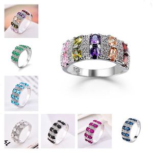 White Gold 8 colors Marquise Cut Cubic Zirconia Vintage Wedding Engagement Rings For Women and Men Fashion Party Jewelry gift 1101 B3