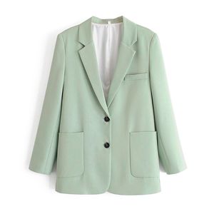 Chic giacca blazer donna manica lunga monopetto ufficio donna feminino Casual streetwear femminile outwear top cappotto 210430
