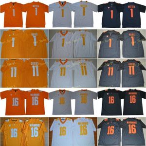 Добровольцы NCAA Tennessee 16 Peyton Manning Jersey Men Jason Wited 1 Джален Hurd 11 Joshua Dobbs College Collection Sec Men Shisted Orange Grey белый