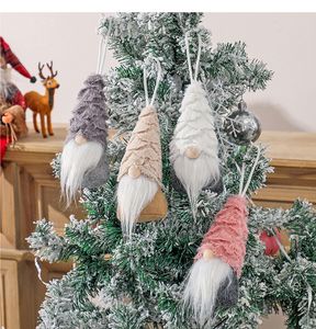 PV Fleece Ciondolo per albero di Natale di Babbo Natale Grigio Rosa Champagne Accessori giocattolo per decorazioni per feste di Capodanno Bambola per uomo anziano
