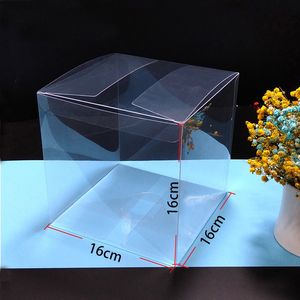 Große Größe 16 * 16 * 16 cm Hochzeit Süßigkeiten Geschenkbox Quadratische transparente Geschenkanzeige Klare PVC-Box für Cupcake-Makronen-Verpackungsboxen