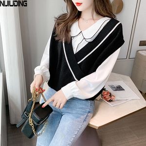 Kobiety Jeden przycisk Sweter Kamizelki Tank Wiosna Jesień Bez Rękawów Cross V-Neck Luźna Kamizelka dziana Topy Mujer Moda Drop 210514