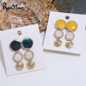 Stud 3Pairs/Set Fashion Kolczyki dla kobiet geometrycznych okrągłych szkliwa rytonu złota małe kolę Koreańskie biżuterię Accesorios Mujer