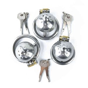 NXY Cockrings 3sizes Prison Bird 304 Ze Stali Nierdzewnej Mężczyzna Chastity Urządzenie Super Mała Krótka Kurka Klatka Z Stealth Lock Ring Toy 0214