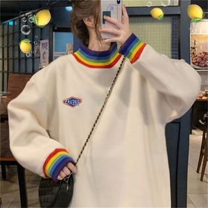 3xl Oversize Velvet Sommarfjäder Lös stor Storlek Koreansk stil Sweatshirt Kvinnor Kläder Långärmad Harajuku Hoodies 210805