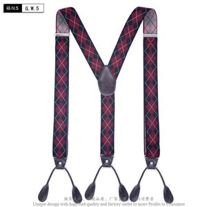 Mens Fashion Button End Läder Suspenders Y-Back Heavy Duty Big Storlek Justerbar Elastisk Byxor Bälte Bälte Brown Brown